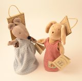 Moulin Roty La Grande Famille Sylvain rabbit & Nini mouse hand puppets