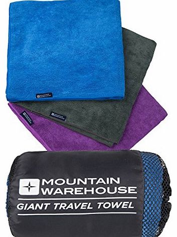 Mountain Warehouse Giant Travel Towel - 135cm x 70cm - Micro Towelling Ideal for Bath, Swimming, Beach, Gym, Bikram, Yoga, Pilates, Camping, Hiking, Walking - Quick Drying Antibacterial Sports Towel, by Mountain Warehou