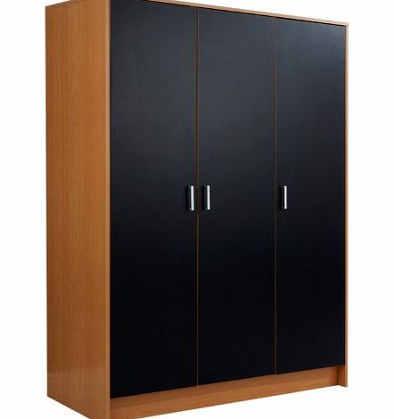 Mountrose Oslo Beech 3 Door Wardrobe, Black Gloss