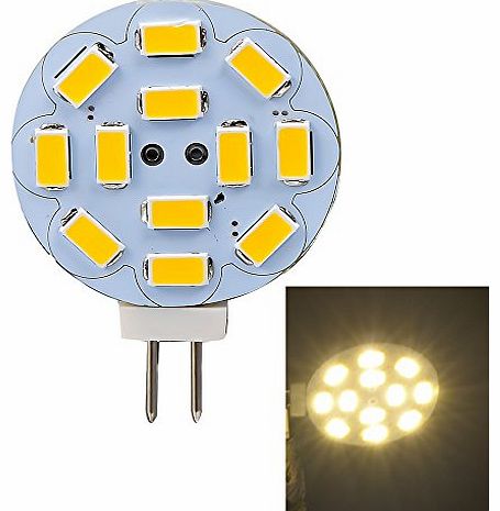 Mudder Disc Type G4 4W 12V AC/DC 5730 SMD 12-LED Warm White Light Bulb for Car, Boat, Marine, RV, Cabinet, Decorative Lighting