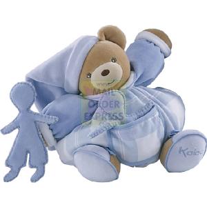 Mumbo Jumbo Toys Kaloo Medium Blue Check Chubby Bear