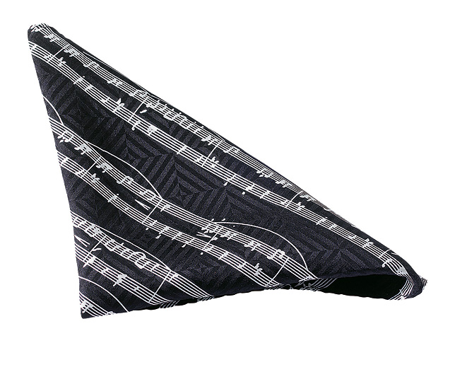 music Black and White Manuscript Silk Hankie