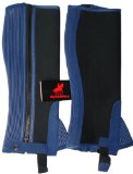 My Saddlery NEOPRENE RIDING HALF CHAPS BLACK BLUE ADULTS MEDIUM