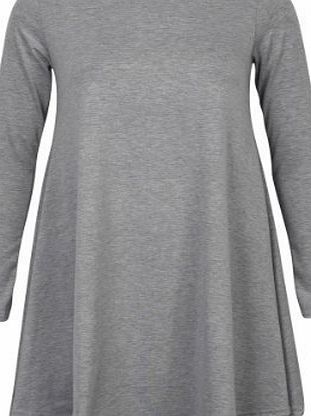 My1stWish 6V Womens Light Grey Long Sleeved Ladies Stretch Jersey Short Mini Swing Dress Size 8/10