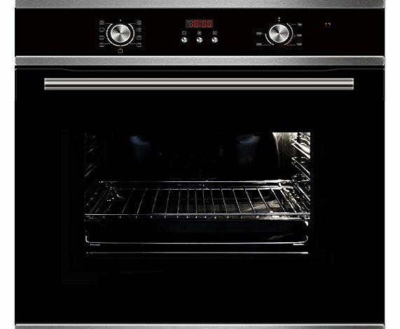 MyAppliances ART28706 60cm Built-in Deluxe Black Glass Multifunction Single Fan Oven With LED Programmer