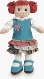 MyDoll Rag Doll Red Hair, Blue Pinafore with Blue Flounce - MyDoll