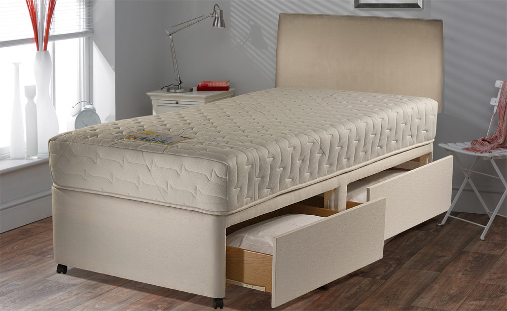 Dream Charm Divan Bed, Single, 2 Drawers