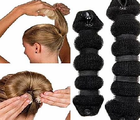 NALATI Beauty Buns Magic Hair Styling Styler Twist Ring Former Shaper Doughnut Donut Chignon Bun Maker Clip Hair Curler Accessory Small OR Large (Big, Black)