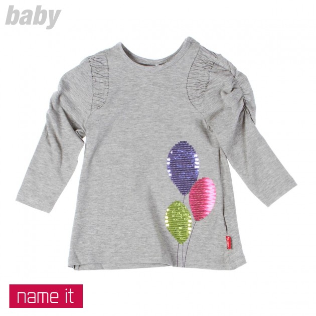 Girls Name It Ranim Long Sleeve T-Shirt - Grey