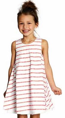 name it Girls White Stripe Dress - 5 Years