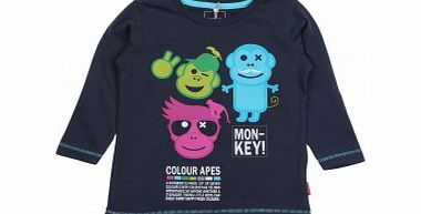 Name It Toddler Boys Navy Dali Monkey Print