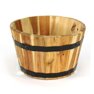 Acacia Barrel Planter - 340mm diameter