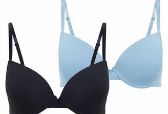 2 Pack Light Blue and Navy T-Shirt Bras 3229635