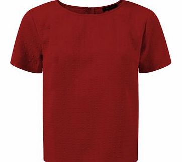 Burgundy Diamond Embossed Boxy T-Shirt 3303749