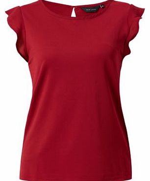 Burgundy Ruffle Sleeve T-Shirt 3238691