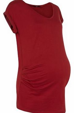 Maternity Dark Red Plain T-Shirt 3232346