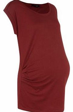 Maternity Dark Red Raw Edge T-Shirt 3232388