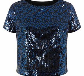 Petite Navy Sequin T-Shirt 3236188