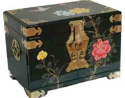 Mottled Green Flowers Jewellery Box Oriental Furniture