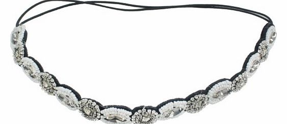 (TM) Handmade Rhinestone Crystal Beaded Elastic Fashion Elastic Hair Band Hair Accessory