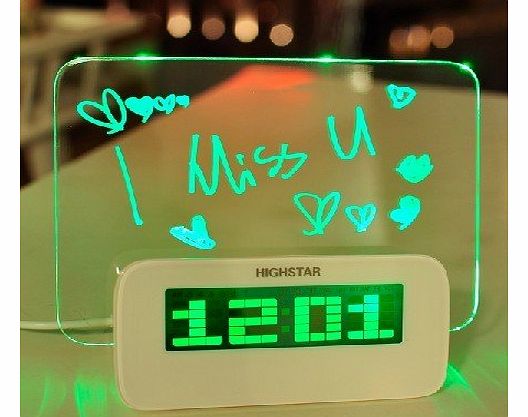 TM) 5 LED Message Board With Highlighter Digital Alarm Clock With 4 Port USB Hub