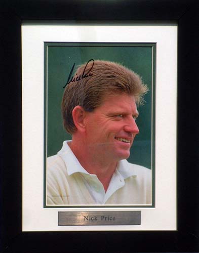 Nick Price signed and framed photo presentation