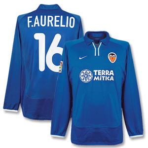 Nike 00-01 Valencia 3rd L/S Shirt   F. Aurelio No. 16   LFP Patch - Players