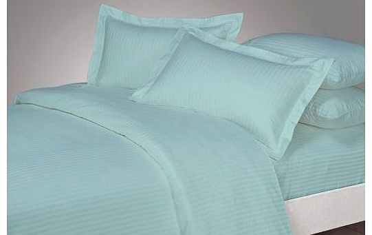 Extra Luxurious Egyptian cotton 20 cm Deep Pocket Fitted Sheet 650 TC Stripe by Nile Bedding ( UK King , Aqua Blue )