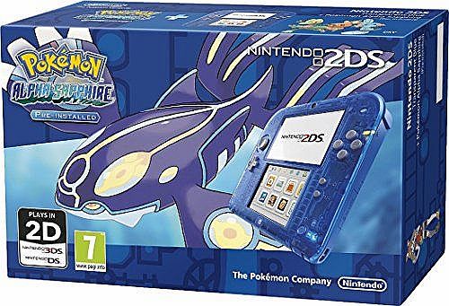 2DS Transparent Blue with Pokemon Alpha Sapphire