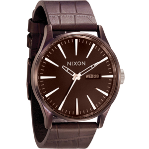 Nixon Mens Mens Nixon Sentry Leather Watch. All Brown Brown