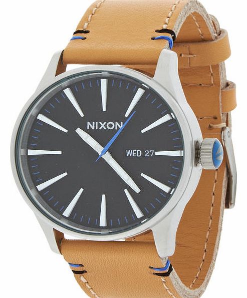 Mens Nixon Sentry Leather Watch - Natural / Black