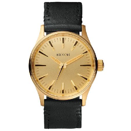 Nixon Mens Nixon The Sentry 38 Leather Watch - Gold