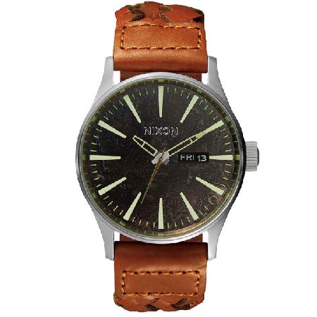 Mens Nixon The Sentry Leather Watch - Dark