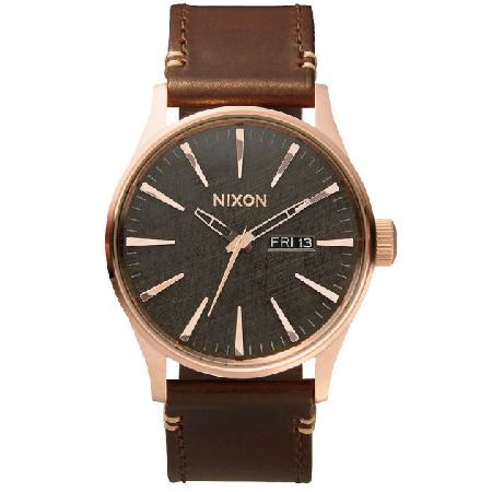 Nixon Mens Nixon The Sentry Leather Watch - Rose Gold