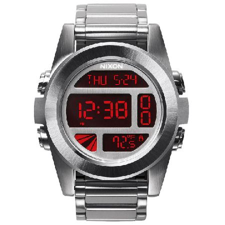 Nixon Mens Nixon Unit Watch Watch - Silver Red