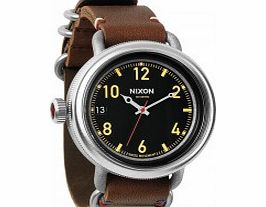 Nixon Mens October Leather Black Brown Watch