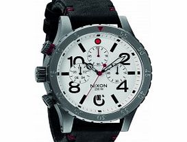 Nixon Mens The 48-20 Chrono Leather Gunmetal and