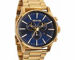 Nixon Mens The Sentry Chrono Gold Blue Sunray