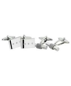 no Set of 2 Cubic Zirconia and T Bar Cufflinks