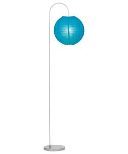 no Teal Paper Shade Ball Floor Lamp