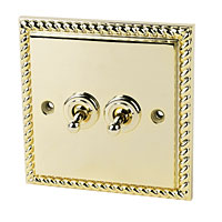 2G 2W 6A Toggle Sw Georgian Brass