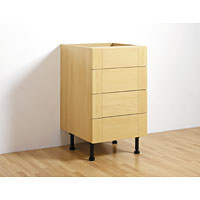 Non-Branded 500mm 4 Drawer Base Unit Shaker Beech