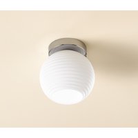 Non-Branded Chrome and White Globe Ceiling Light