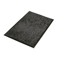 Non-Branded Cotton Plush Entrance Mat Black/Steel 0.6m x 0.9m