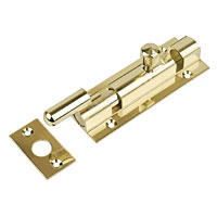 Necked Barrel Bolt 102mm Polished Brass