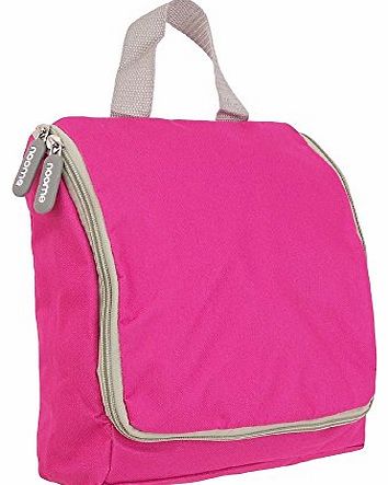 noome Mens/Ladies Hanging Large Toiletry Wash Bag with Hook (Pink/Grey Zips)