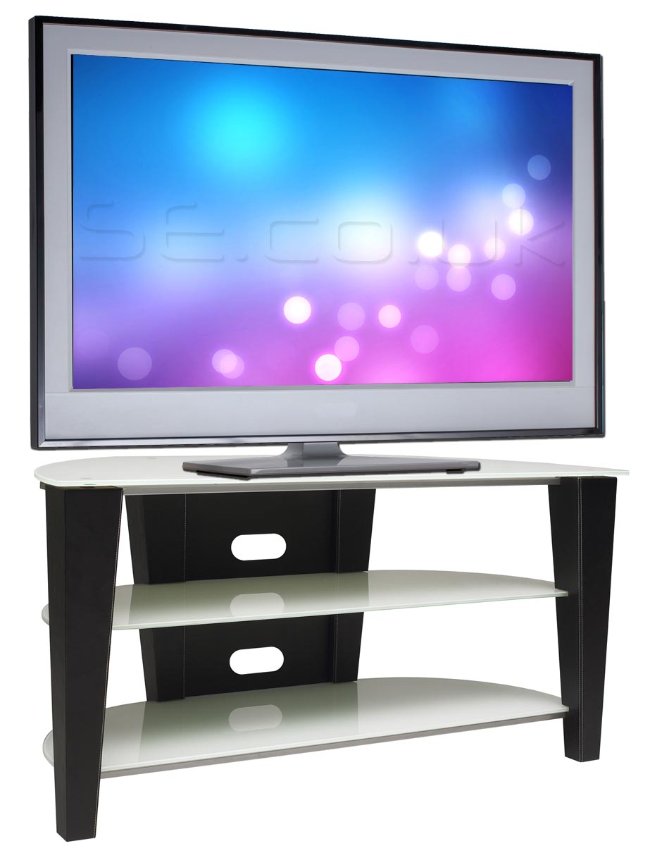 Century Black Leather TV Stand `Century