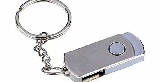 NoveltyThunder - Swivel Silver 8GB High Speed USB 2.0 Metal USB Memory Stick Flash Drive Pen DataTraveler With Keyring Keychain For Laptops Computers PCS, Smart Tvs Television, Playstation 2 3, Xbox 3