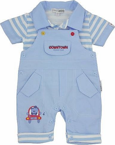 Downtown Motor Club Dungaree & T-Shirt Set - 0-3 Months