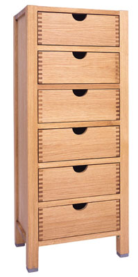 oak CHEST TALL 6 DRAWER ALBA